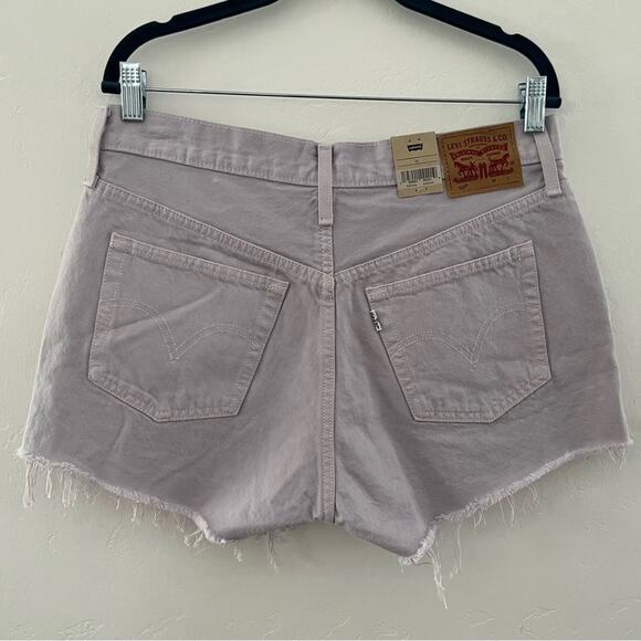 Levi's 501 Button Fly Cut Off Denim Shorts High Rise Lavender Lilac Size 30 NWT - Picture 2 of 8